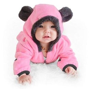 Cuddle club fleece baby bunting pink gray suit